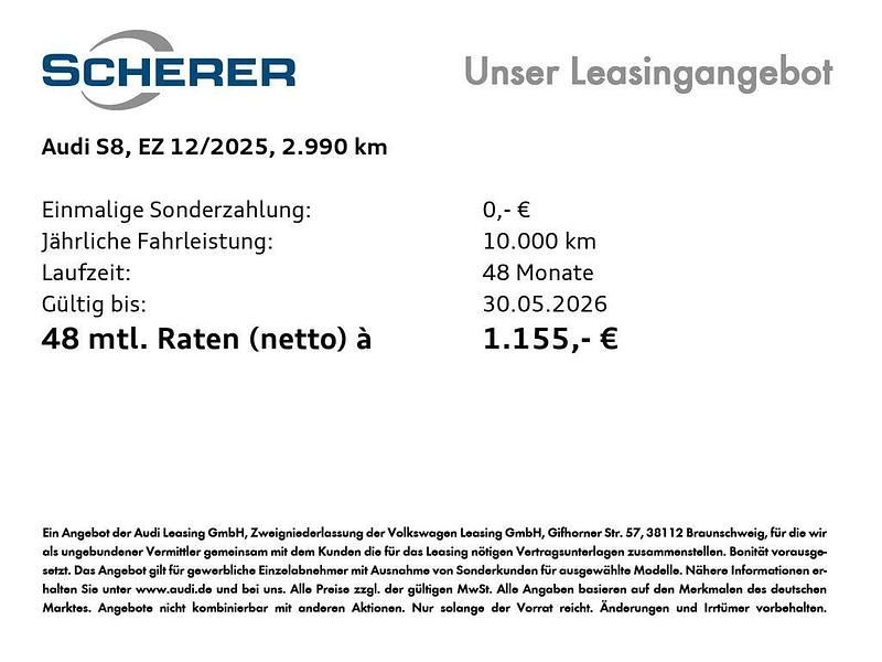 Gebraucht Audi S8 Ambiente 571 PS (419 kW) 2025 Mythosschwarz metallic Limousine