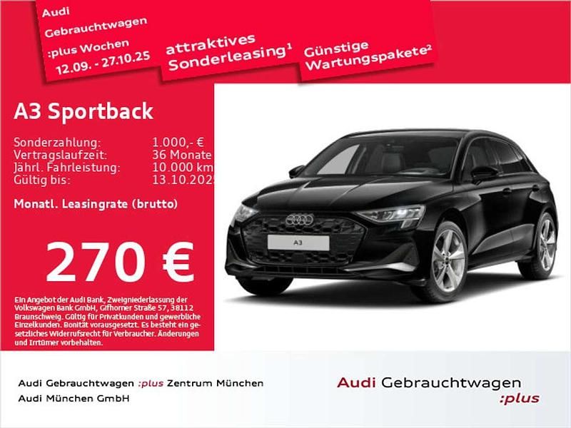 Mythosschwarz metallic Gebraucht 2025 Audi A3 Advanced Limousine | 34.361 € (Fairer Preis) - Bild 1/2