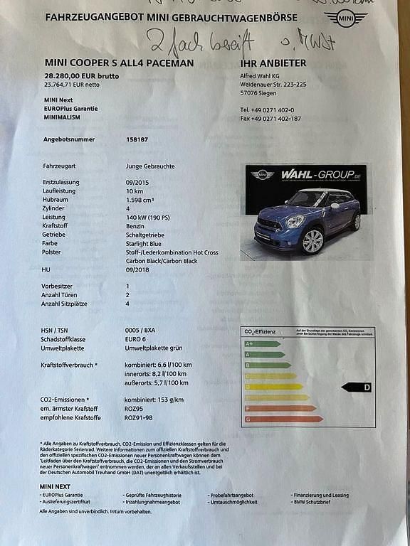 Blau Gebraucht 2015 Mini Cooper S Paceman SUV | 14.000 € - Bild 1/4
