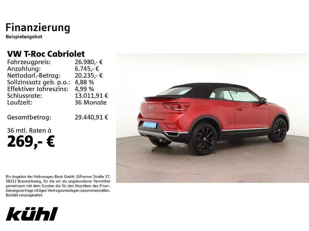 Gebraucht VW T-Roc Cabriolet Style 150 PS (110 kW) 2023 Rot Cabrio