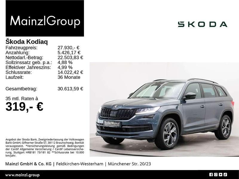 Quarzgrau metallic Gebraucht 2020 Skoda Kodiaq SportLine SUV | 27.730 € (Fairer Preis) - Bild 1/3