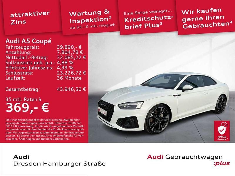 Gebraucht Audi A5 S-Line 204 PS (150 kW) 2023 Gletscherweiß metallic Coupé