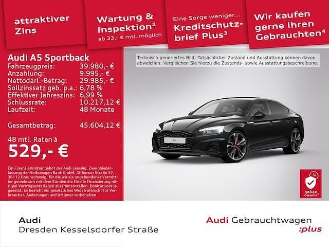 Mythosschwarz metallic Gebraucht 2022 Audi A5 Sportback Business Limousine | 39.980 € (Etwas zu teuer) - Bild 1/4