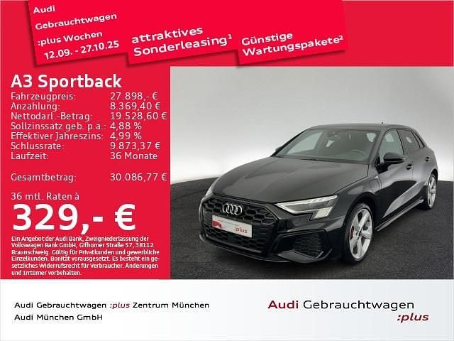 Schwarz Gebraucht 2022 Audi A3 Sportback e-tron Sport Limousine | 27.898 € (Teuer) - Bild 1/2