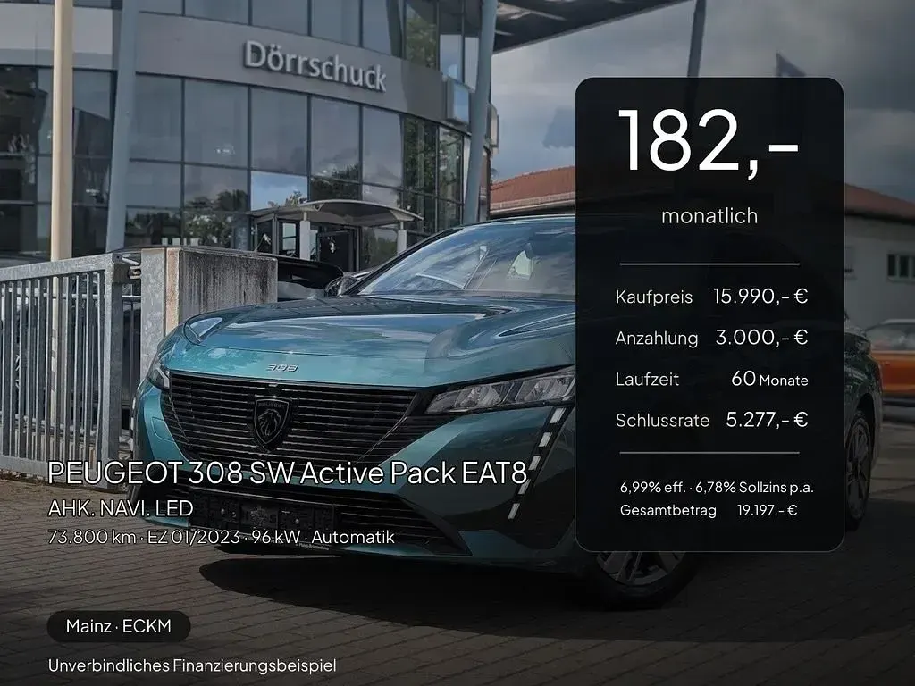Gebraucht Peugeot 308 SW Active 131 PS (96 kW) 2023 Grün Kombi