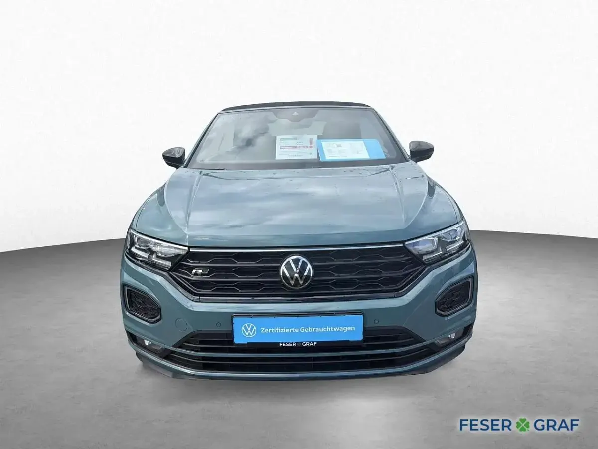 Gebraucht VW T-Roc Cabriolet R-line 150 PS (110 kW) 2022 Cactus green schwarz Cabrio
