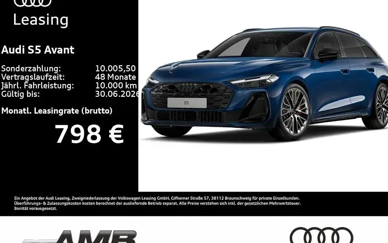 Neu Audi S5 Ambiente 367 PS (269 kW) 2026 Blau Kombi