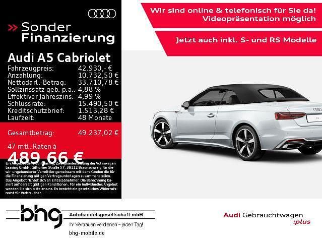 Gletscherweiß metallic Gebraucht 2024 Audi A5 Cabriolet S-Line Cabrio | 42.930 € (Superpreis) - Bild 1/4