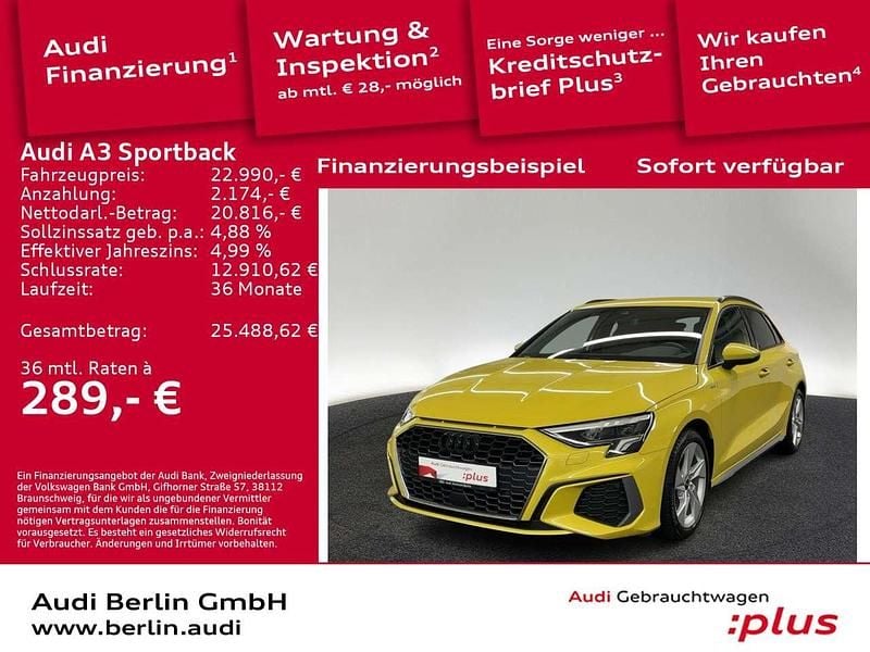 Pythongelb metallic Gebraucht 2021 Audi A3 S-Line Limousine | 22.990 € (Guter Preis) - Bild 1/3