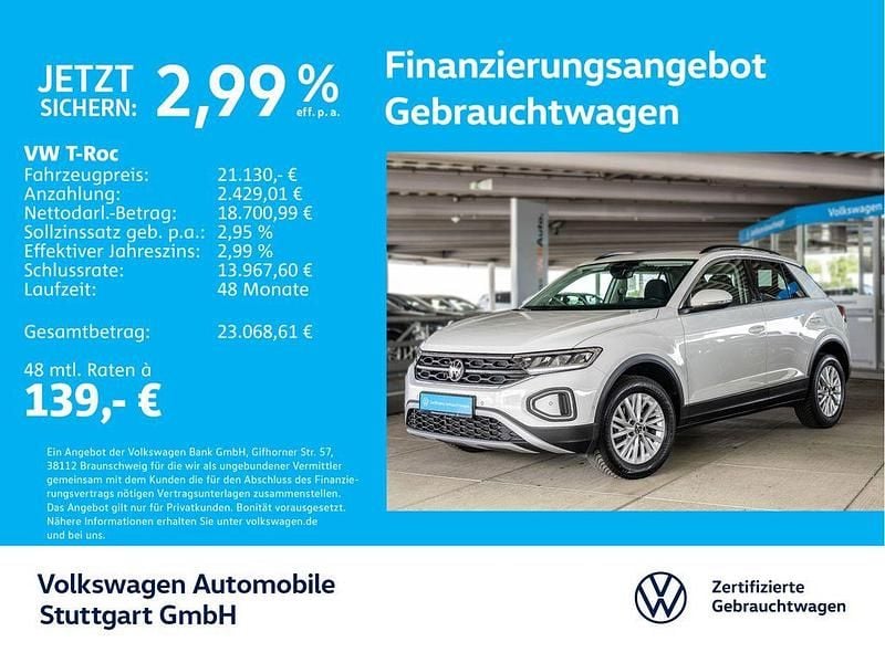 Weiß Gebraucht 2024 VW T-Roc Life SUV | 21.130 € (Guter Preis) - Bild 1/4