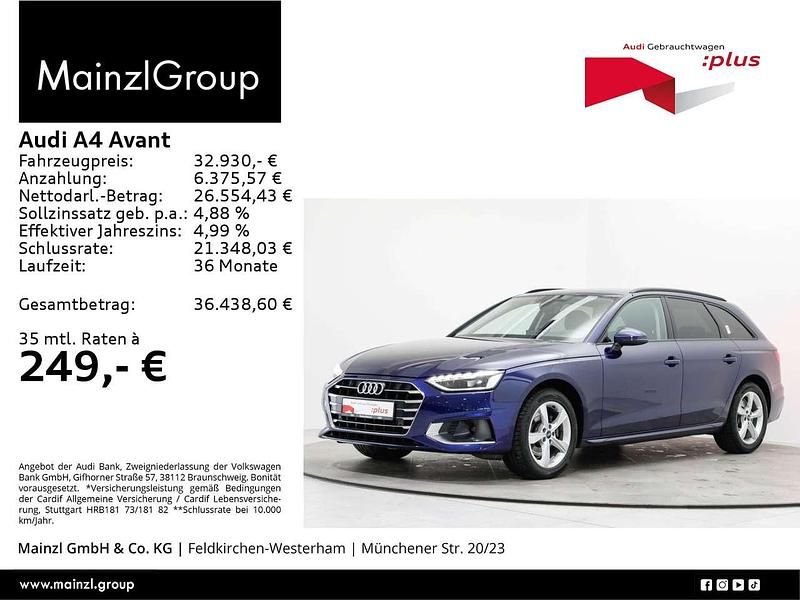Navarrablau metallic Gebraucht 2024 Audi A4 Sport Kombi | 32.930 € (Fairer Preis) - Bild 1/3