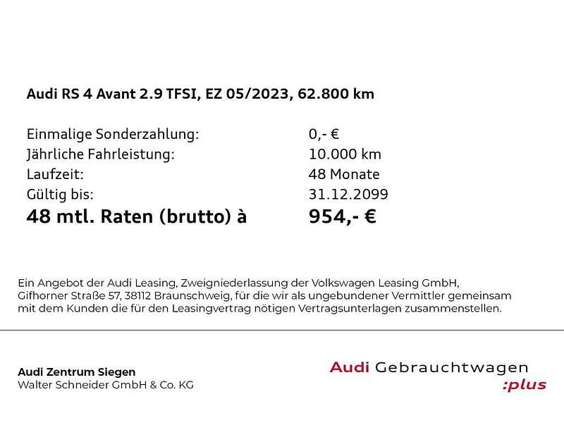 Gebraucht Audi RS4 Ambiente 450 PS (330 kW) 2023 Individuallackierungen audi exclusive Kombi