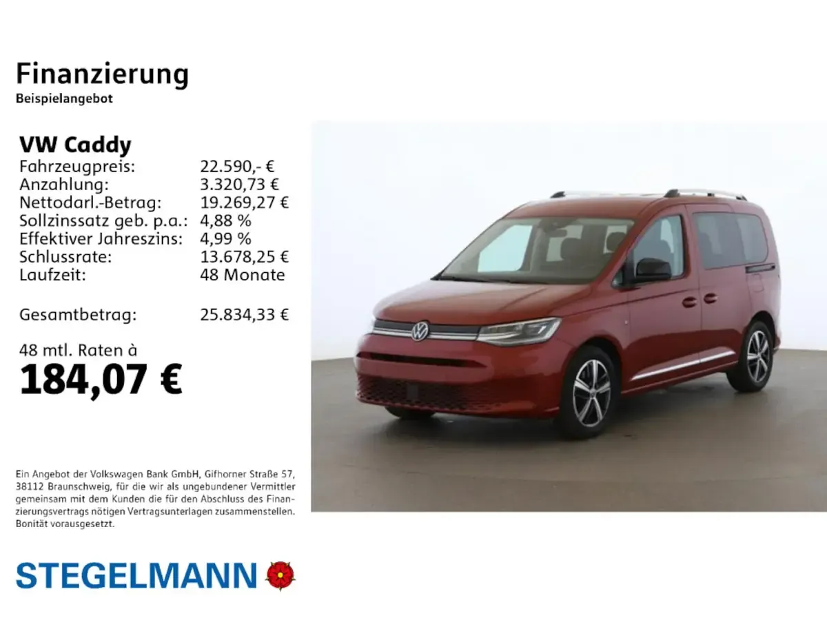 Gebraucht VW Caddy Style 122 PS (89 kW) 2022 Rot Van / Kleinbus