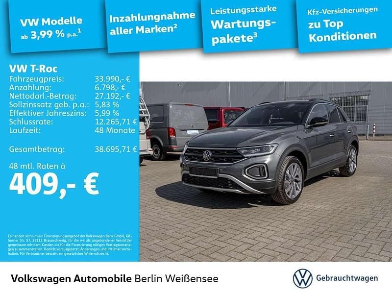 Indiumgrau metallic schwarz Gebraucht 2025 VW T-Roc IQ Drive SUV | 33.990 € (Fairer Preis) - Bild 1/4