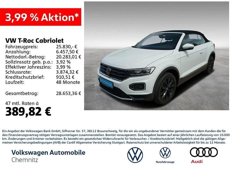 Pure white Gebraucht 2021 VW T-Roc Cabriolet Style Cabrio | 25.830 € (Guter Preis) - Bild 1/4