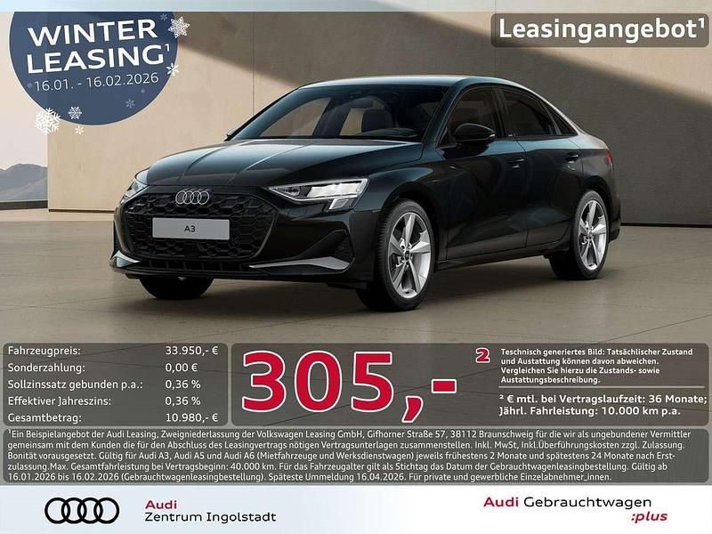 Schwarz metallic Gebraucht 2025 Audi A3 Advanced Limousine | 33.950 € (Guter Preis) - Bild 1/3