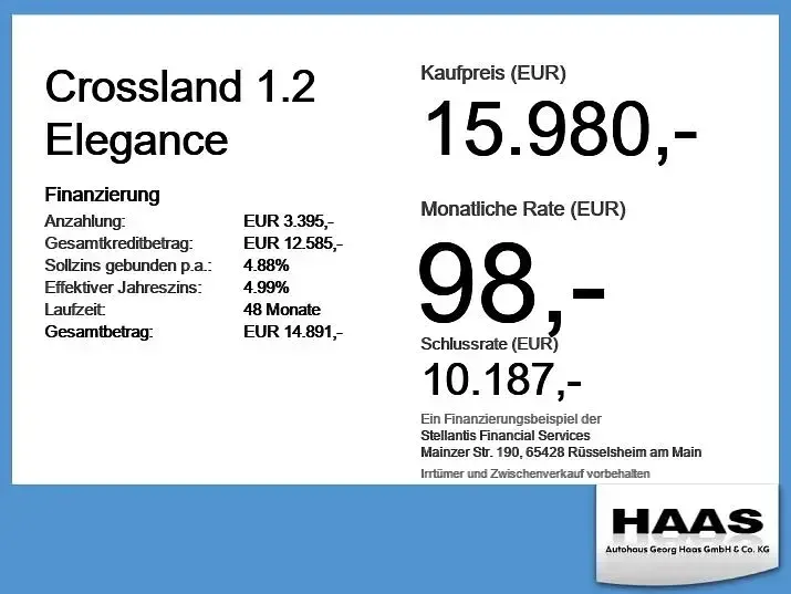 Gebraucht Opel Crossland X Elegance 131 PS (96 kW) 2022 Kontrast grau/quarz silber SUV