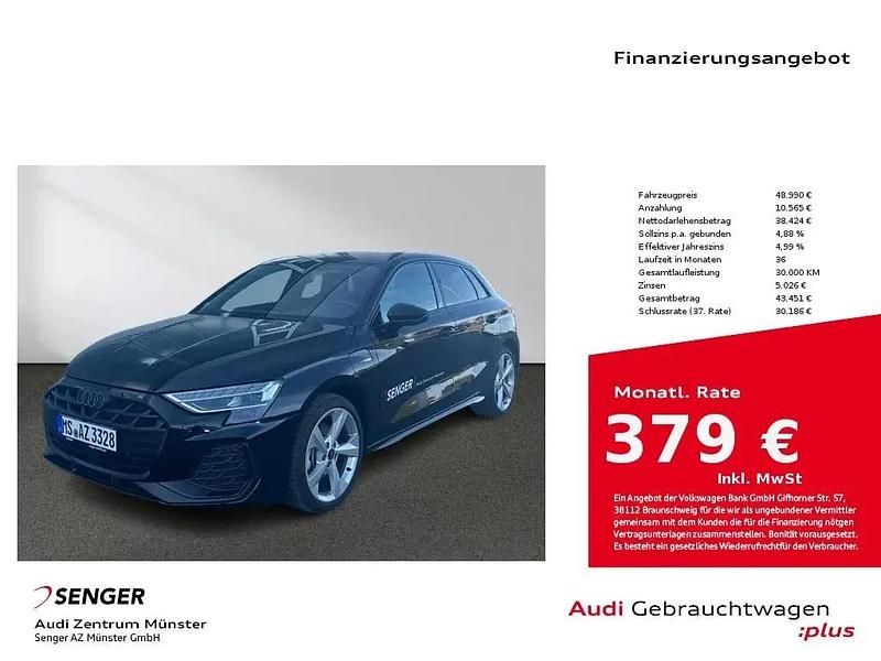 Schwarz Gebraucht 2025 Audi A3 Sportback e-tron S-Line Kleinwagen | 48.990 € - Bild 1/1