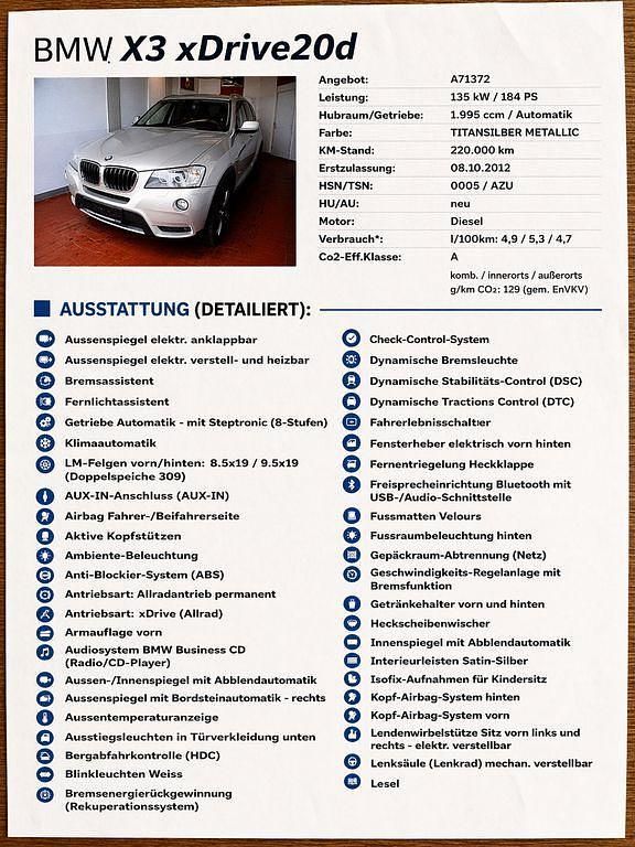 Gebraucht BMW X3 184 PS (135 kW) 2012 Silber SUV