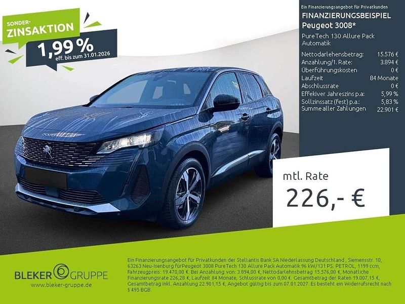 Blau Gebraucht 2023 Peugeot 3008 Allure SUV | 19.470 € (Superpreis) - Bild 1/3