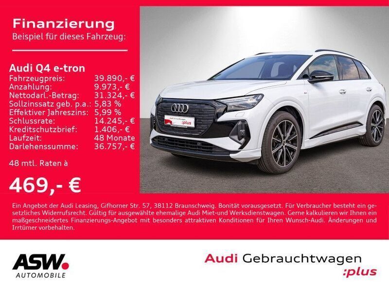 Gletscherweiß metallic Gebraucht 2021 Audi Q4 e-tron S-Line SUV | 39.890 € (Fairer Preis) - Bild 1/4