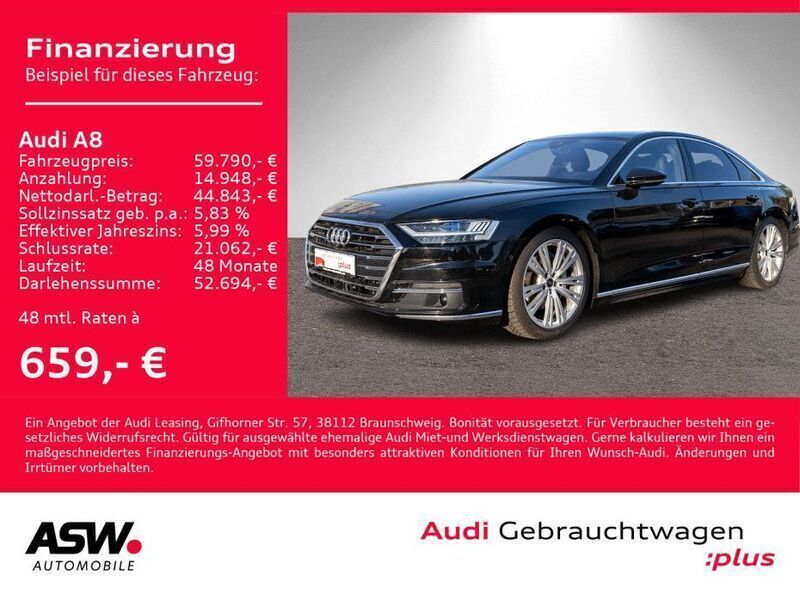 Mythosschwarz metallic Gebraucht 2021 Audi A8 Ambiente Limousine | 59.790 € (Etwas zu teuer) - Bild 1/4