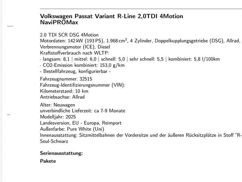 Neu 2025 VW Passat R-line Kombi | 51.686 € (Fairer Preis) - Bild 1/4