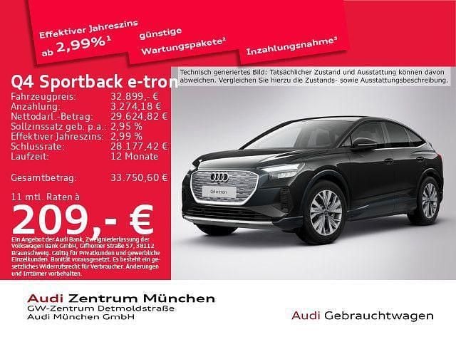Mythosschwarz metallic Gebraucht 2022 Audi Q4 Sportback e-tron Advanced SUV | 32.899 € (Etwas zu teuer) - Bild 1/1