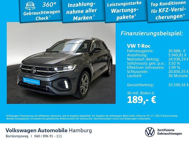 Indiumgrau metallic/schwarz Gebraucht 2025 VW T-Roc R-line SUV | 30.888 € (Teuer) - Bild 1/3