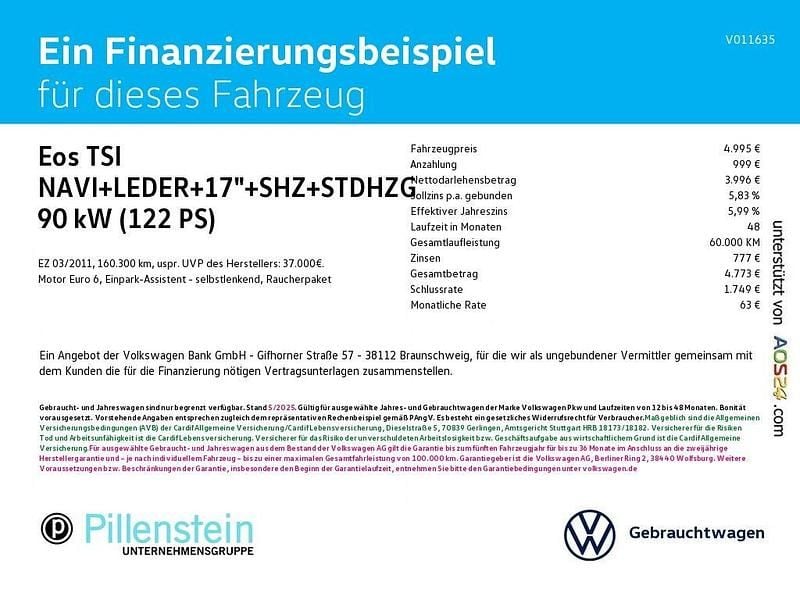 Usata VW Eos 122 CV (89 kW) 2011 Nero Cabrio