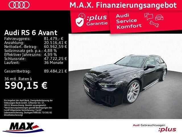 Mythosschwarz metallic Gebraucht 2022 Audi RS6 Ambiente Kombi | 81.479 € (Superpreis) - Bild 1/3