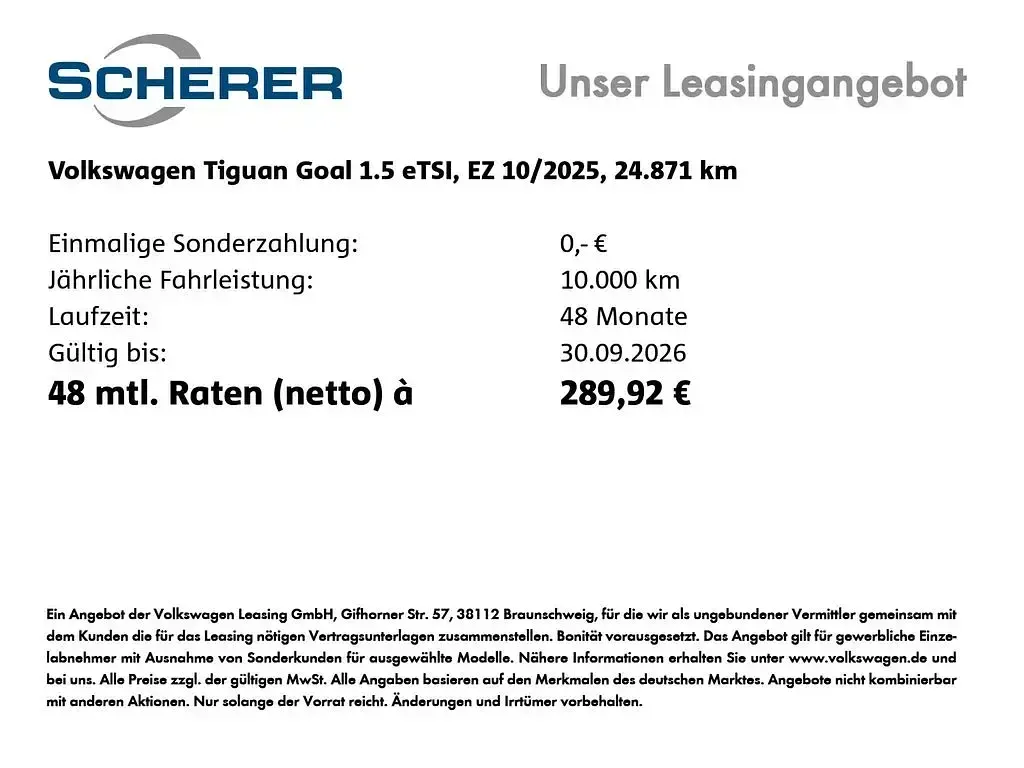 Gebraucht VW Tiguan Goal 131 PS (96 kW) 2025 Grenadillschwarz metallic (metallic) SUV