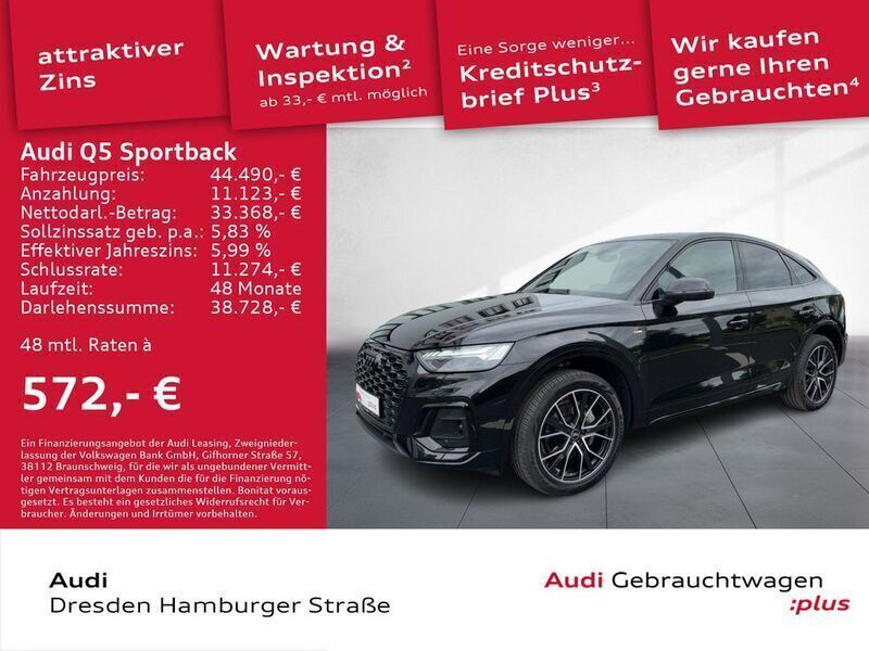 Mythosschwarz metallic Gebraucht 2022 Audi Q5 Sportback Ambiente SUV | 45.890 € (Fairer Preis) - Bild 1/3