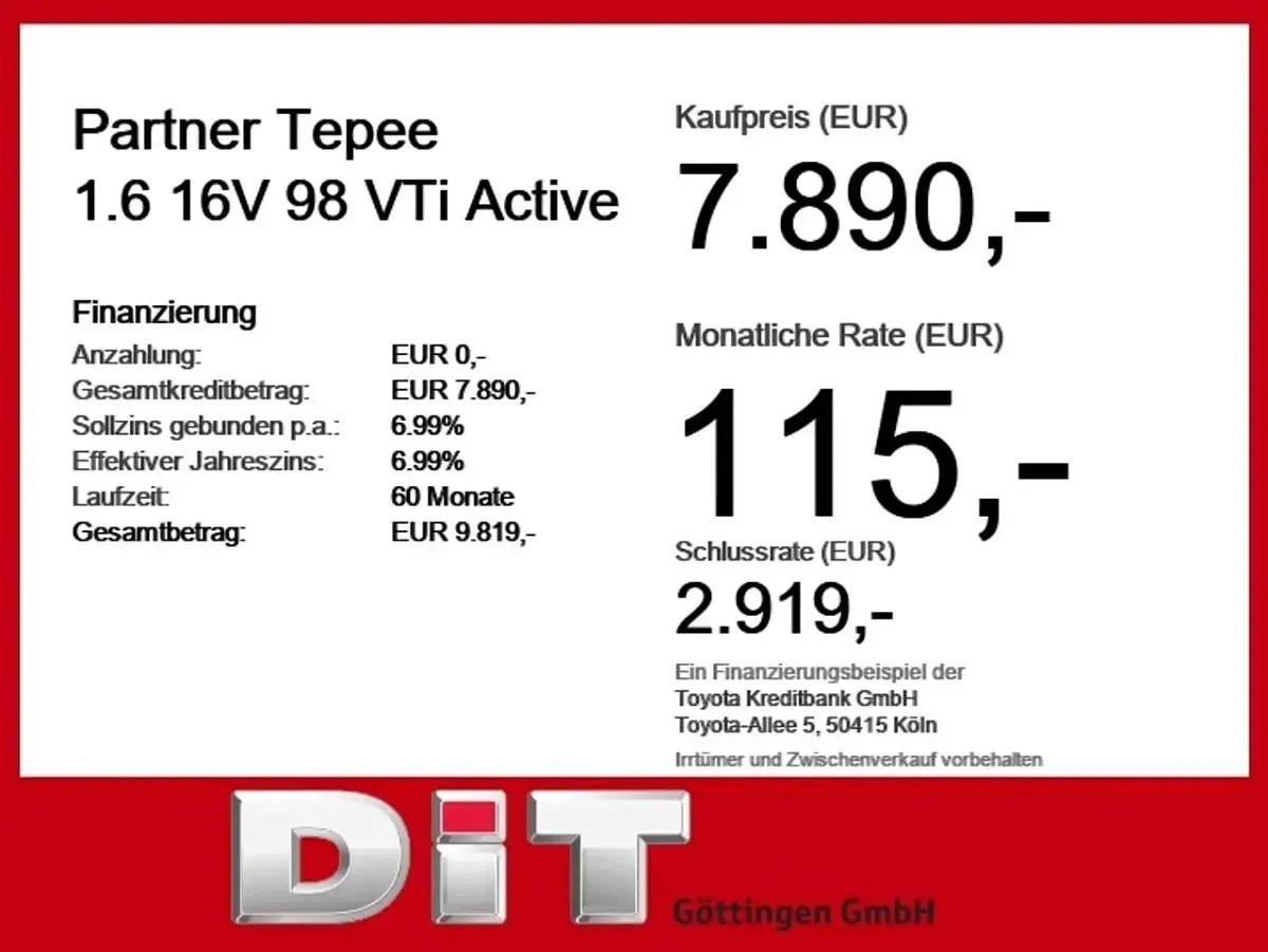 Gebraucht Peugeot Partner Tepee Active 98 PS (72 kW) 2013 Onyx schwarz Van / Kleinbus