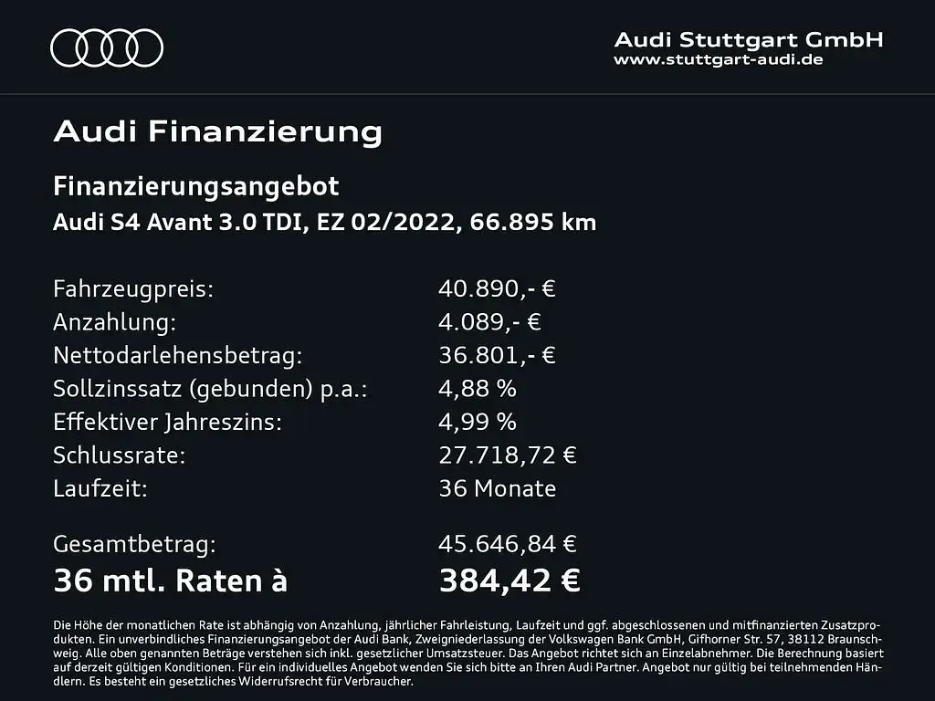 Używany Audi S4 Ambiente 341 KM (250 kW) 2022 Niebieski Kombi
