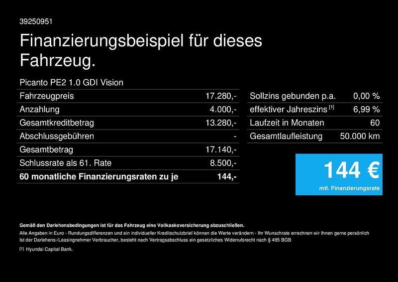 Schneeweiss Neu 2025 Kia Picanto Vision Kleinwagen | 17.280 € (Fairer Preis) - Bild 1/2