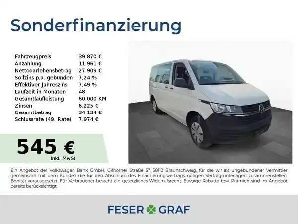 Candyweiß Gebraucht 2024 VW T6.1 Van | 39.870 € (Teuer) - Bild 1/4