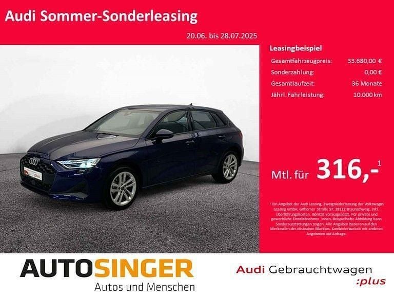 Navarrablau metallic Gebraucht 2024 Audi A3 Sportback Sport Limousine | 33.390 € (Superpreis) - Bild 1/4