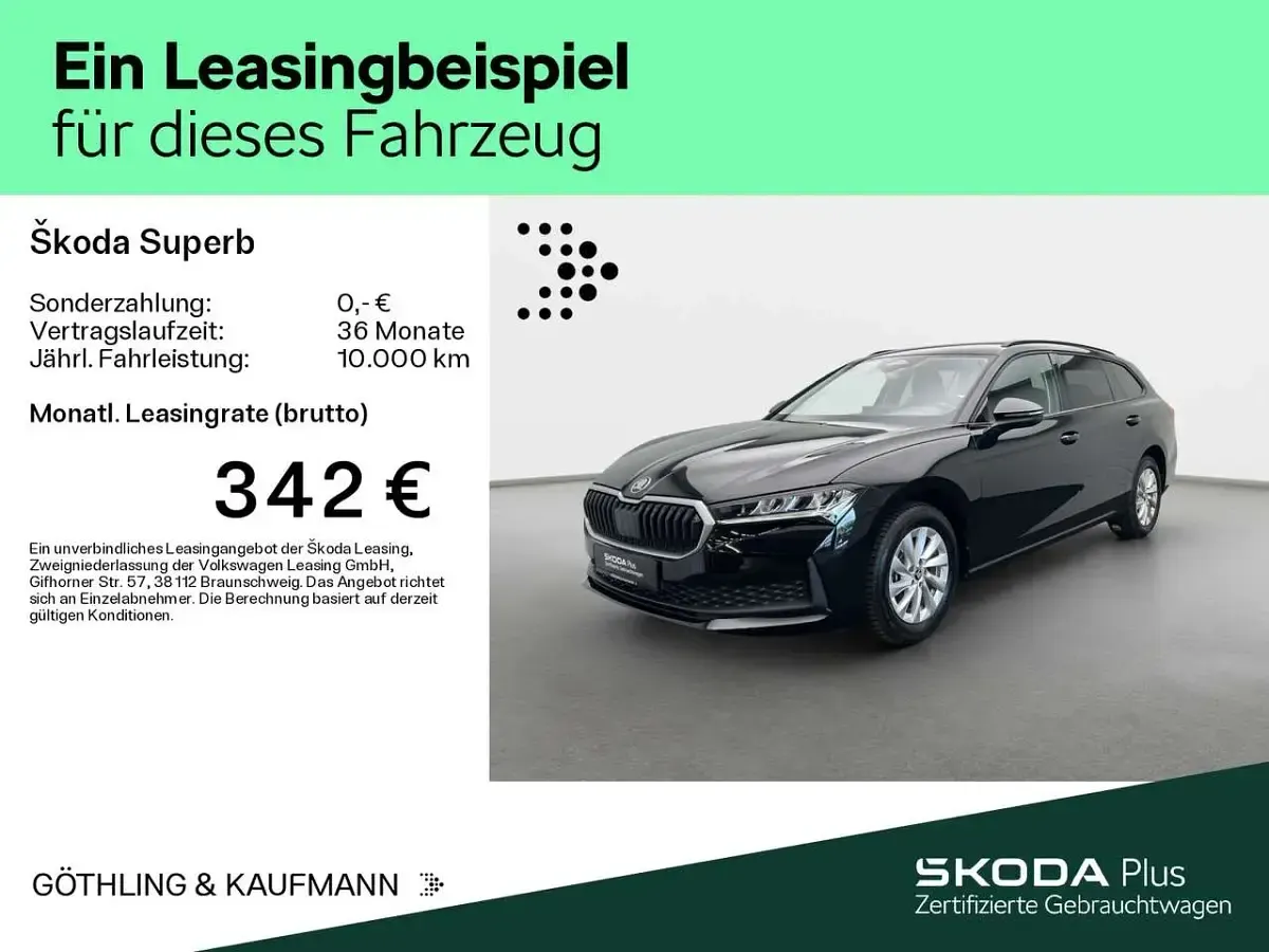 Gebraucht Skoda Superb Essence 150 PS (110 kW) 2025 Ebony schwarz metallic Kombi