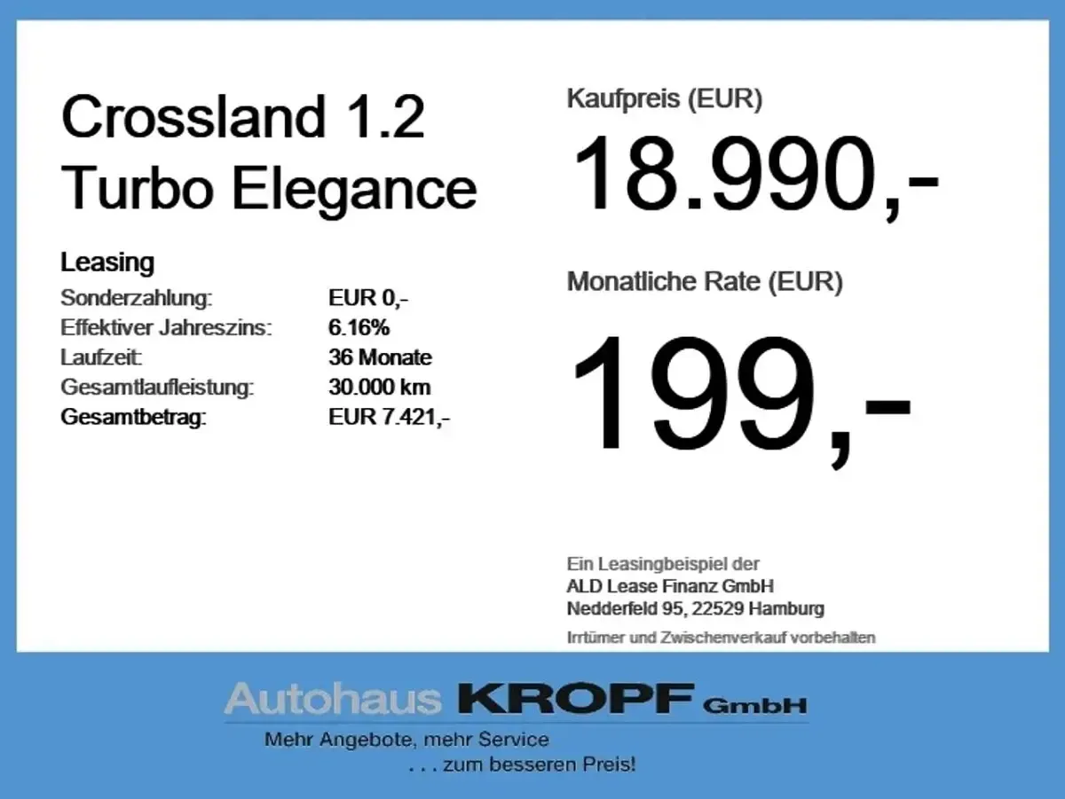 Gebraucht Opel Crossland X Elegance 110 PS (80 kW) 2023 Lackierung aluminiumgrau/meta SUV