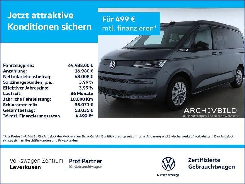 Indiumgrau Gebraucht 2025 VW California Beach Van | 64.988 € (Guter Preis) - Bild 1/4