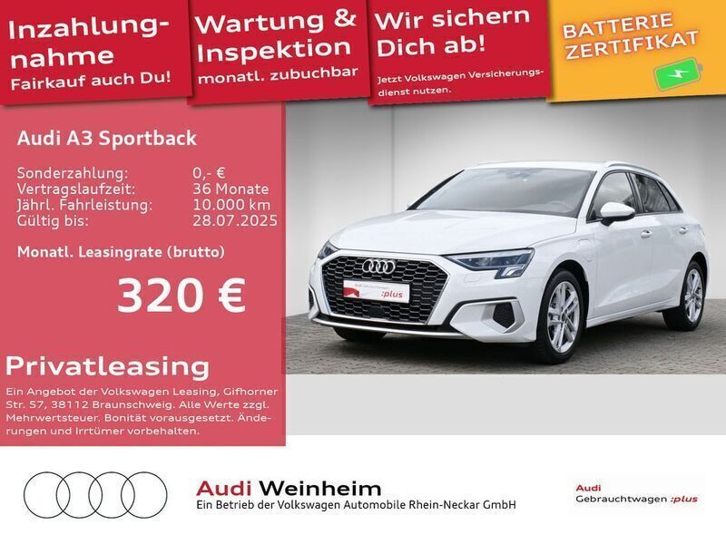 Gletscherweiß metallic Gebraucht 2024 Audi A3 Sportback e-tron Advanced Plus Limousine | 36.299 € (Teuer) - Bild 1/2