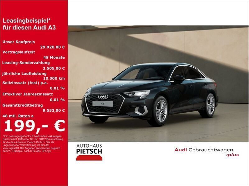 Schwarz Gebraucht 2024 Audi A3 Advanced Limousine | 29.920 € (Fairer Preis) - Bild 1/4