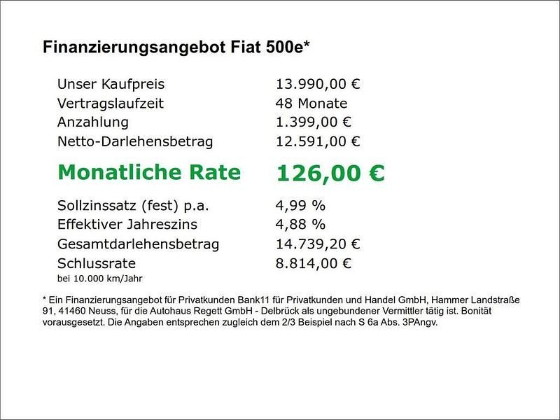 Gebraucht Fiat 500e Action 69 kW (95 PS) 2022 Schwarz Kleinwagen