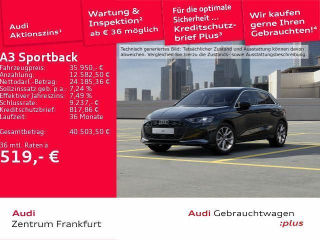 Mythosschwarz metallic/mythoss Gebraucht 2025 Audi A3 Advanced Limousine | 35.950 € (Teuer) - Bild 1/3