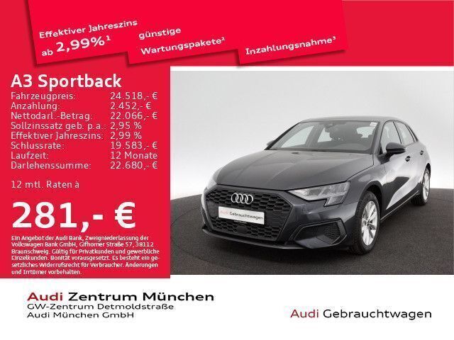 Grau Gebraucht 2023 Audi A3 Sportback Kleinwagen | 27.981 € (Etwas zu teuer) - Bild 1/2