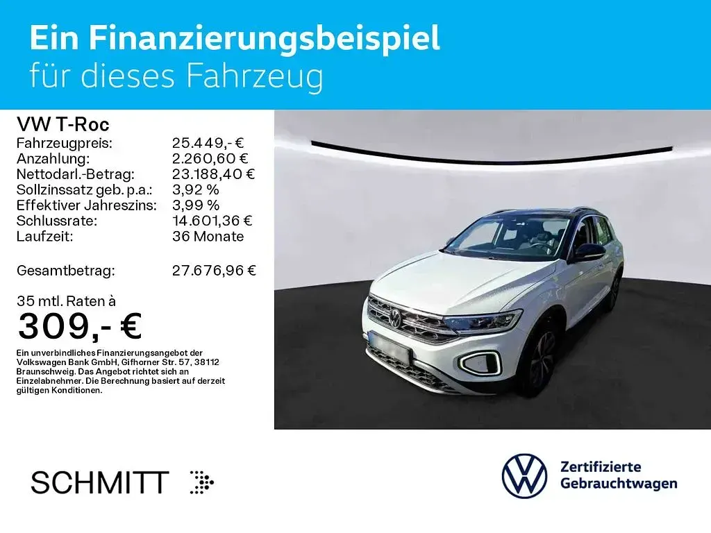 Gebraucht VW T-Roc Style 150 PS (110 kW) 2023 Pure white/schwarz SUV