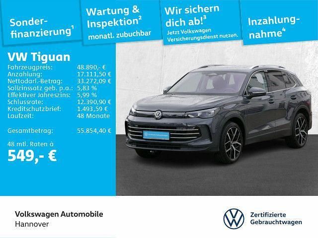 Delfingrau (metallic) Gebraucht 2024 VW Tiguan Elegance SUV | 48.890 € (Etwas zu teuer) - Bild 1/3