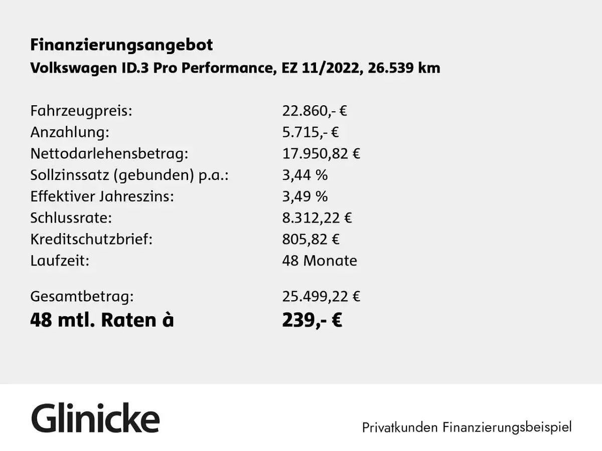 Gebraucht VW ID.3 Pro Performance 150 kW (204 PS) 2022 Grau Kleinwagen