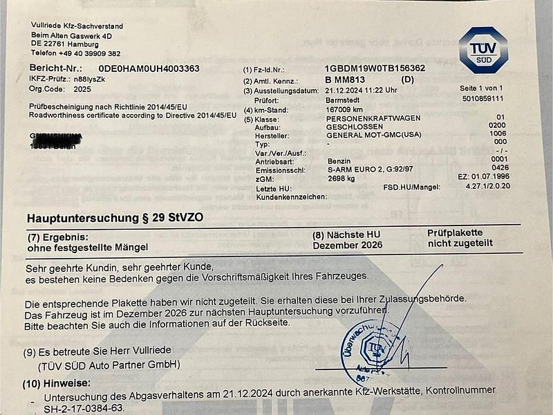 Gebraucht Chevrolet Astro 190 PS (139 kW) 1996 Weiß Van / Kleinbus